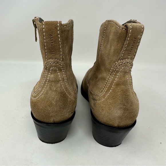 AllSaints Carlotta Western Suede Side Zip Ankle Boots Desert Sand Size 37, US 7 - Picture 6 of 13